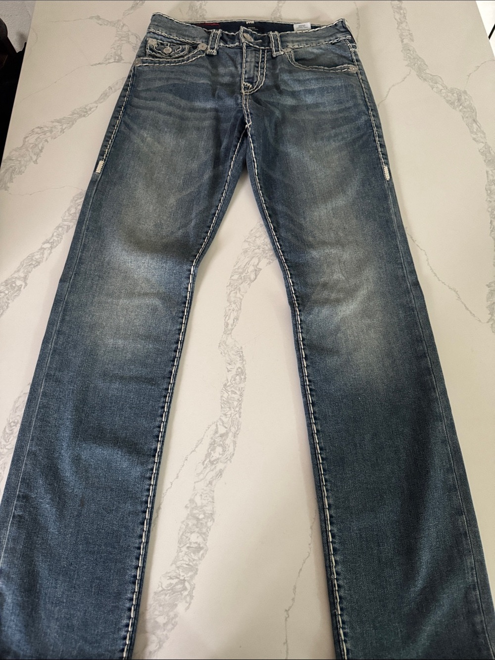 True Religion Men's Faded Blue Straight Jeans